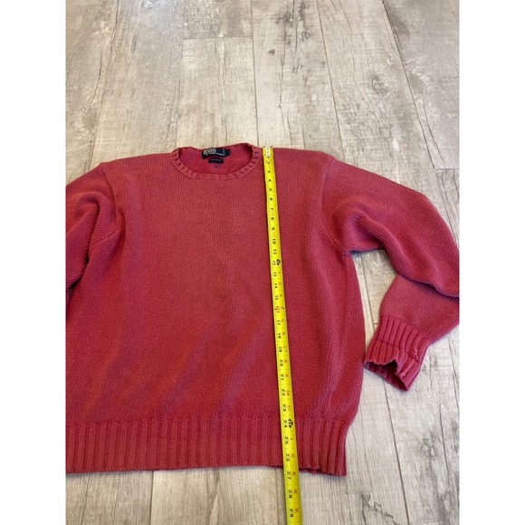 Polo Ralph Lauren Cotton Knit Sweater Crew Neck‎ Red Pony Logo Mens Size L - Picture 5 of 6